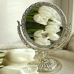 WIZME Double Sided Magnifying Tabletop Oval Mirror | Vanity Makeup Mirror with Stand | Portable & Adjustable | 7.9 x 5.9 Inches-picture-28