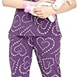 Women's Cotton Heart Printed Nursing & Maternity Night Suit Set Of Top & Pajama Set Feeding Night Dress 5798-50
