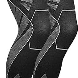 Joyfit Long Calf Compression Sleeve With Anti Slip Design, Full Leg Support, Reduce Muscle Swelling, & Shin Splint- Ideal For Men & Women at Gym And Home Workout (Pair) (Black-Grey, M)-12