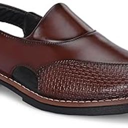 Men's Ethnic Synthetic Leather Peshawari Slip On Shoes for Wedding|Party|Occasions|Fashion|Stylish|Outdoor|Lightweight|Shoes with Airmix Sole-image-15