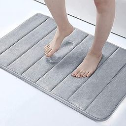 HomeCloud Memory Foam mat|Bath mat|Door mat |Non-Slip, Water Absorption, Soft and Comfortable, Easier to Dry,Machine Wash,14mm (Grey) 40x60cm, rectangular-5