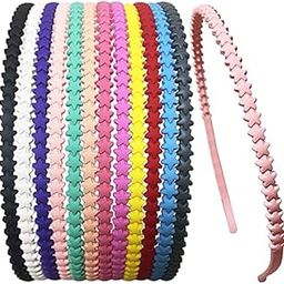 12pcs Thin Headbands for Girls Women Five Star Plastic Headbands with Teeth Colorful Hair Headband For Kids Teens-image-15