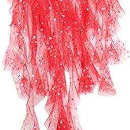 MYADDICTION Foxtail Chiffon Sequins Belly Dance Hip Scarf Net Skirt Pole Dance Costumes Red Clothing, Shoes & Accessories | Dancewear | Adult Dancewear | Belly Dancing-image-8