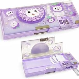 FlyerHigh Pencil Box Fruits Design Pencil Box Double Compartment Magnetic Pencil Case with Sharpener Stationary Organizer Pencil Box for Kids Girls (Multicolor)-image-37