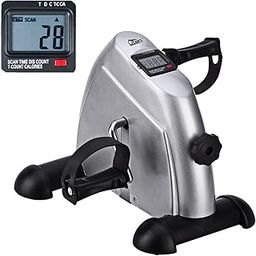 Mini Exercise Bike, Uten Under Desk Bike Pedal Exerciser, Peddler Exerciser, Portable Foot Cycle Arm & Leg Peddler Machine with LCD Screen Displays (Silver)-image-49