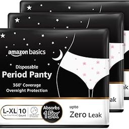 Amazon Basics Disposable Period Panties| L-XL |30 Count (10 x Pack of 3) | 360° Coverage | upto 8 hours of protection | Leak Proof | Overnight Protection | Period Panty-51