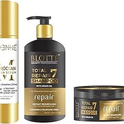 DIONNE BEAUTY PROFESSIONAL Total Repair 7 Shampoo, Masque and Moroccan & Argan oil Hair Seum - with Argan Oil | For dry weakened & Damaged hair-(Shampoo-280ml), (Masque-300ml), (serum 50ml)-4