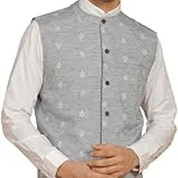 vastramay Men's Cotton Kurta I Self Design Jacket Regular Nehru Jacket I Fastive Party Wedding Neharu Jackets-picture-3