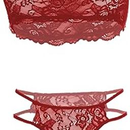 muquam Sheer Lace Bandeau-Tube Bra Panty Set/Lingerie Set for Women (Pack of 1)-picture-32