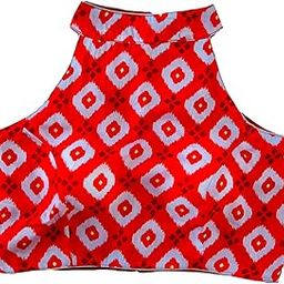 Women Cotton s Readymade Halter Neck Sleeveless Printed Saree Blouse.-image-53