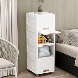 JD FRESH Plastic 4 Tier Foldable Organizer for Clothes/Modular Kitchen Storage Rack/Multipurpose Wardrobe for Cloth/Space Saving Closet for Bedroom/Stackable Cabinet/Almirah for Living Room(White)-image-8