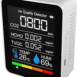 WildCard India Fokat Carbon Dioxide Detector Temperature/Humidity Air Quality Monitor Digital CO2 Meter Formaldehyde Detector Air Analyzer for CO2/HCHO/TVOC Accurate Tester Kit-8