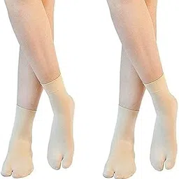 fashiol Women's Ultra-Thin Sheer No-Show Ankle Socks | Skin Color Transparent Nylon Thumb Socks for Women and Girls-picture-4