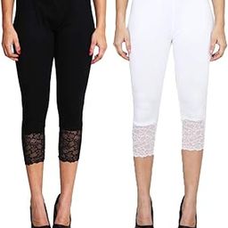 Women Lycra Net Capri Large Combo Pack of 2-image-5