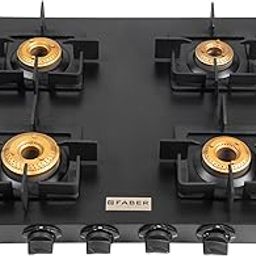 Faber Roma 4 Burner Gas Stove | 2.0.mm MS Frame Body with Diamond Coated Finish | 4 Brass Burners | Diamond Coated Pan Support & Drip Tray, Heat Resistant Metal Knobs, Manual Ignition, Black-image-66