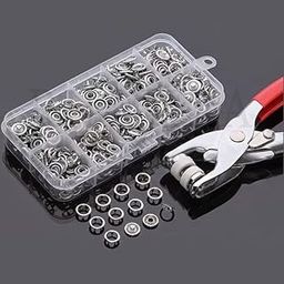 DAPEMPORIUM Premium Metal Snap Grommet Tools Set,Hand Pressure Fastener Pliers Fabric Snaps Grommet Stainless Steel Buttons & Setting Tools for Clothes Jackets, Jeans, Bags Leather Belt Shoes-64