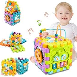 Brand Conquer Activity Cube Baby Toys 6 in 1 Multi-Purpose Educational Learning Cube with Music Activity Center Play Square Toy Gift for 18M+ Year Old Boy Girl (Activity Cube)-0