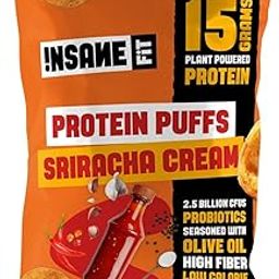Insane Fit - PROTEIN PUFFS Sriracha Cream (6 x 60G) | 15G Daily Protein, Low Calorie, High Fibre, PRObiotics | Roasted, Seasoned with Olive Oil | Gluten free | Healthy Snack for Fitness & Diet-image-87