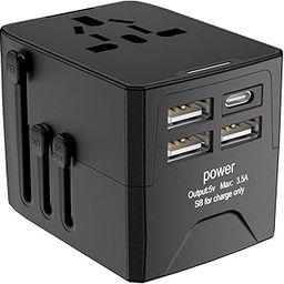 Martzilla Universal Travel Adapter-US,UK,EU,AUS 4 in 1, 3 USB A and 1 Type C Port Power Adapter for Travelling (Black)-39