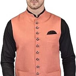 PRINT CULTR Men's Solid Cotton Sleeveless Nehru/Modi jacket/Sadri/Waistcoat/Bundi Jacket/Jacket - For Festive/Wedding/Party | (PCN5)-80