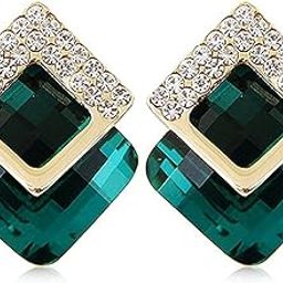 Jewellery for women earings Gold Plated Crystal Stud Tops Earrings for Girls and Women-35