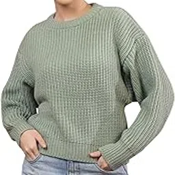 axorra - let's flex Women’s Knit Pullover Sweater | Soft Round Neck Winter Top | Long Sleeve Casual & Office Wear Knitwear for Cozy Layering-picture-0
