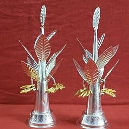 PUJA Celebrations German Silver Banana Tree Pair Small Vazhamaram Pair Showpiece for Home, Navratri Golu, Vastu Remedies Decoration Festival (8.25 x 2.5 inches)-image-28