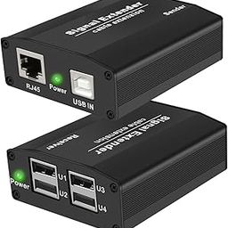 LornCeng USB Extender up to 164ft/50m Over Cat5e/6/7, 4 USB 2.0 Ports, USB Over Ethernet Extender RJ45, Plug and Play, No Driver, for Windows, MacOS, Android, Linux, with DC5V/2A Power Adaptor-33