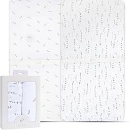 Changing Pad Cover 2 Pack - Baby Changing Pad Cover with 100% Jersey Cotton - Changing Pad Covers for Girls and Boys, Newborn Essentials (Forest Grey Leaf & Floral)-image-48