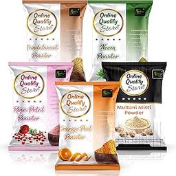 Online Quality Store Multani Mitti Powder + Chandan + Orange Peel + Neem + Rose Powder (Pack of 5) 400g-image-22