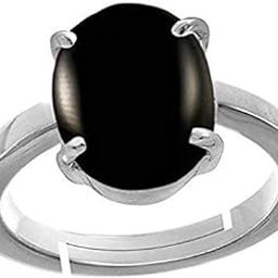 8.00 Ratti 7.25 Carat Sulemani Hakik Ring Original Natural Black Haqiq Precious Gemstone Hakeek Astrological Silver Plated Adjustable Ring Size 16-24 for Men and Women-image-79