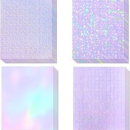 HASTHIP® 20 Sheets Vinyl Holographic Sticker, 4 Styles Self Adhesive Lamination Sticker Paper Wrap Sticker for Laptop Bike Car Table Mobile Phones (8.5x11 inch)-24