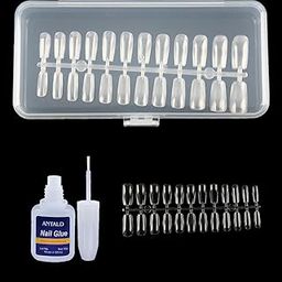 SYGA Square False Nails and Glue Bottle Professional Brush On Nail Tip Glue for Press On Nails Fake Nails Long Lasting Press On Nails for Women and Girls- Transparent, 240pieces-30