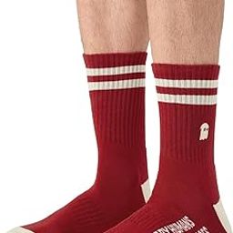 Souled Socks: Varsity Men and Boys Red Printed Cotton Blend Ankle Length Socks-image-3