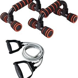 INSPIRED FITNESS Push Up Bars for Home Workout | Push Up Stand for Men and Women | Resistance Tube with Handles | Exercise Bands for Full Body Workout | Home Gym Accessories Combo | Fitness Equipment for Upper Body Workout | Gym Combo Kit-image-29