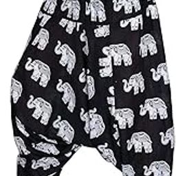 Men's And Women's Cotton Regular Fit Mid Rise Harem Pants (Multicolour, Free Size) Black Elephant-image-51