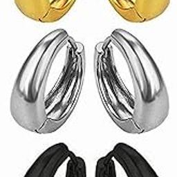 Earrings men boys boyfriend girls women gents unisex Valentine Stainless Steel Piercing Kaju Clip on Screw Bali Stud Pierced Hoop Stud Earring combo Huggie Cuff Earring Magnetic Earring- 15-image-85