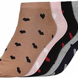 Ankle Length Heart Printed Cotton Colorful Thumb Socks For Women/Girls Combo Free Size-image-3