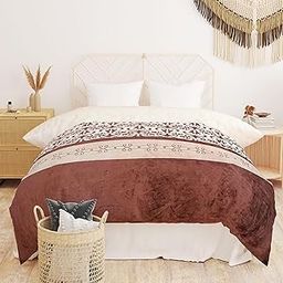 PRINDA Super Soft Velvet Reversible Quilted AC Comforter Cover, Quilt Cover Dohar Cover for Double 90X90(Inches) Comforter(Dohar) Color-Brown-image-4