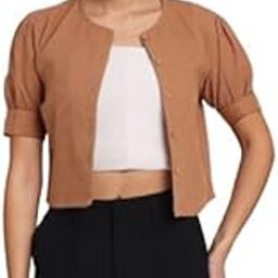 Women Texture Tan Cottonpoly Open Shrug-image-22