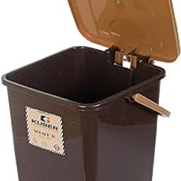 Kuber Industries Step-On Pedal Dustbin With Lid|Plastic Dustbin for Kitchen, Bedroom, Bathroom|Heavy Duty Waste Bin (Dark Brown)-image-11