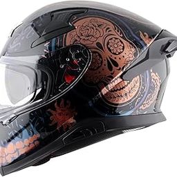 AXOR Apex Trance ISI ECE & DOT Certified Full Face Helmet for Men and Women with Pinlock Fitted Outer Clear Visor and Inner Smoke Sun Visor(Black Gold, Size:M)-26