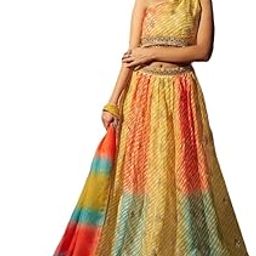 Women's Yellow One-Shoulder Festive Lehenga-picture-22