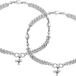 Women's 925 Sterling Silver BIS Hallmarked Antique Oxidized Stylish Anklets for Women & Girls-50