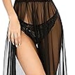 Women's Lace & Net Floral Maxi Babydoll Lingerie with Lace Panty-picture-11