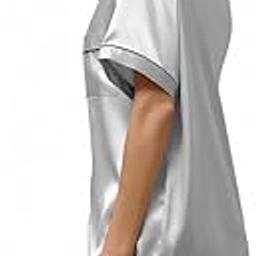 VC FASHION HUB Grey Women's Satin Plain/Solid Relaxed Night Suit Set of Top & Shorts (113-NW-HALF-Grey-P)-image-17