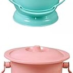 UJEAVETTE® 2Pc Chamber Pot with Lid Bedpan Spittoon with Handle Urine Bucket Blue Pink-image-80