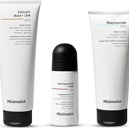 Minimalist Body Care Kit | 2% Salicylic Acid Body Wash + Underarm Roll-On + Niacinamide 5% Body Lotion | Ideal for Body Acne & Bumpy Skin, Hydration & Barrier Repair, Odor & Darkness | For Women & Men-10