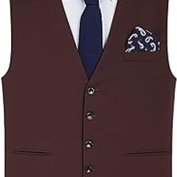 Deep Maroon Waistcoat, Vest with Button Front-image-67