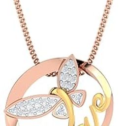 14KT Rose Gold LOVE Butterfly Pendant for Women-image-67